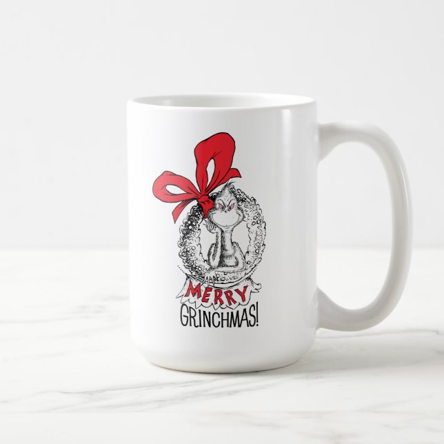 Merry Grinchmas Wreath Grinch Coffee Mug (Right)