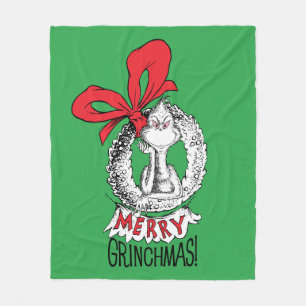 Merry Grinchmas Wreath Grinch Fleece Blanket