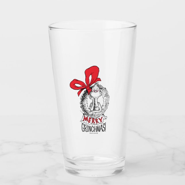 Merry Grinchmas Wreath Grinch Glass (Front)