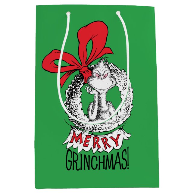 Merry Grinchmas Wreath Grinch Medium Gift Bag (Front)