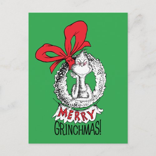 Merry Grinchmas Wreath Grinch Postcard