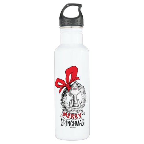 Merry Grinchmas Wreath Grinch Stainless Steel Water Bottle