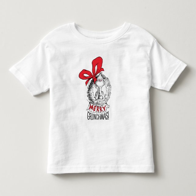 Merry Grinchmas Wreath Grinch Toddler T-shirt (Front)