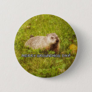 Merry Groundhog Day button