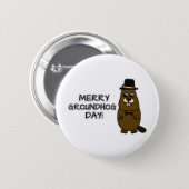 Merry Groundhog Day Button (Front & Back)