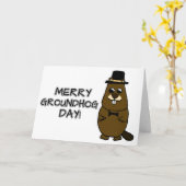 Merry Groundhog Day Card (Yellow Flower)