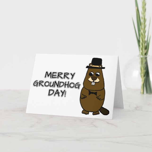 Merry Groundhog Day Card (Front)
