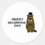 Merry Groundhog Day Classic Round Sticker