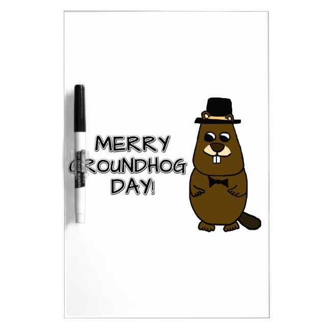 Merry Groundhog Day Dry Erase Board (Front)