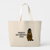 Merry Groundhog Day Large Tote Bag (Back)