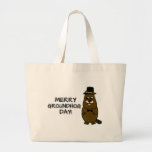 Merry Groundhog Day Large Tote Bag