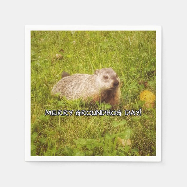 Merry Groundhog Day Napkins (Front)