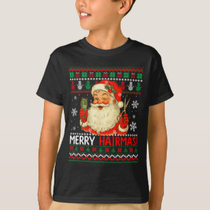 Merry Hairmas Christmas Sweater Santa Hairstylist