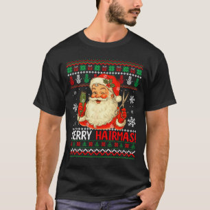 Merry Hairmas Christmas Sweater Santa Hairstylist