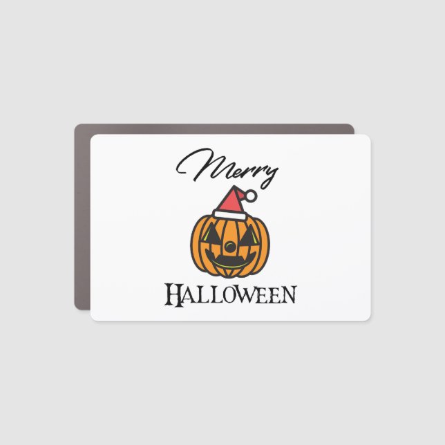 Merry Halloween, Halloween Christmas, Humor Hallow Car Magnet (Front)