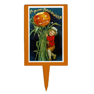 Merry Halloween Jack o' Lantern Cake Topper