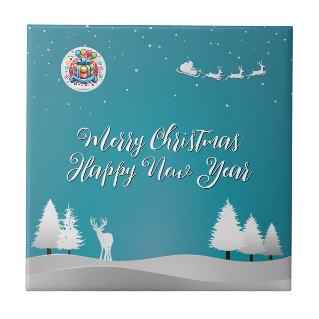 Merry Happy Ceramic Tile (Front)