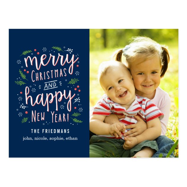 Merry Happy Editable Color Holiday Photo Card