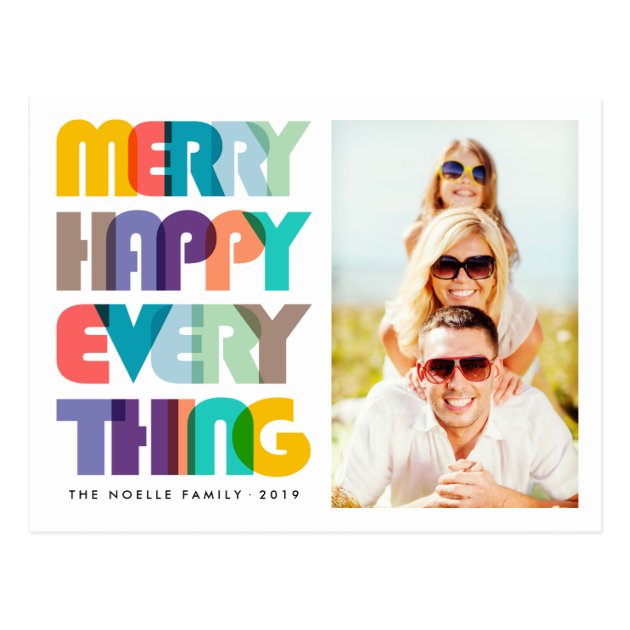 Merry Happy Everything Colorful Holiday Postcard