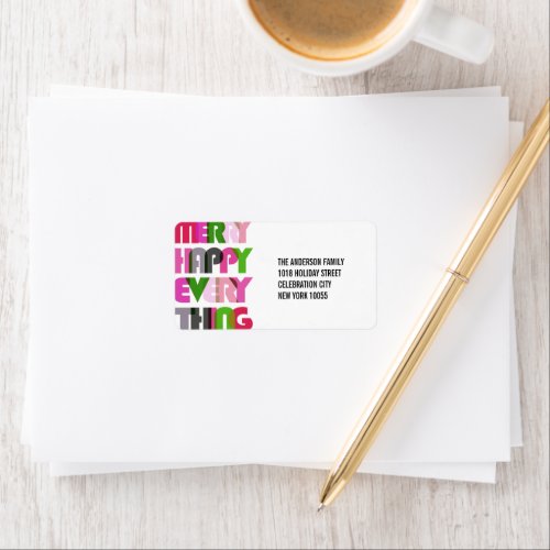 Merry Happy Everything Colorful Typography Holiday Label