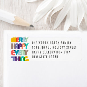 Merry Happy Everything Colorful Typography Holiday Label