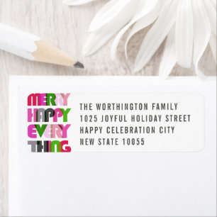 Merry Happy Everything Colorful Typography Holiday Label