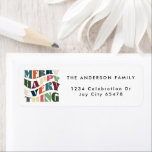 Merry Happy Everything Groovy Holiday Address Label<br><div class="desc">Merry Happy Everything Groovy Holiday Custom Return Address Label</div>