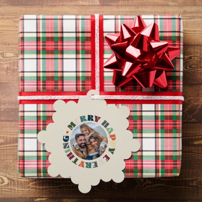 Merry Happy Everything Groovy Holiday Christmas Ornament Card (Insitu (Gift))