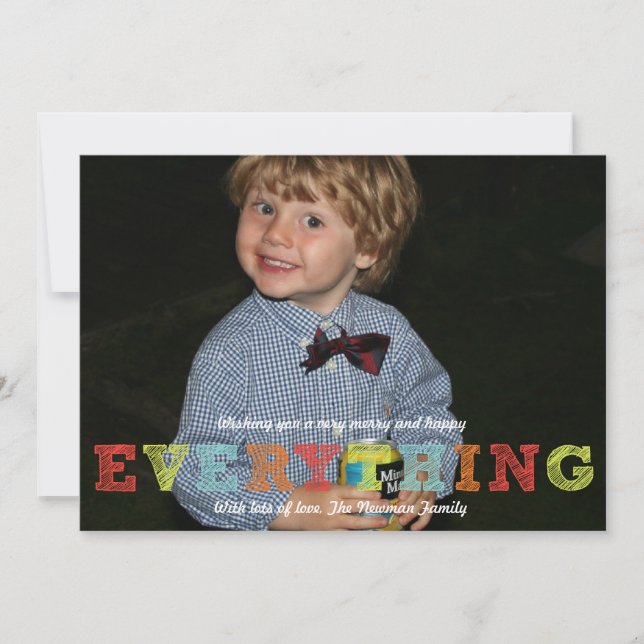 Merry Happy Everything Holiday Photo Card (Front)
