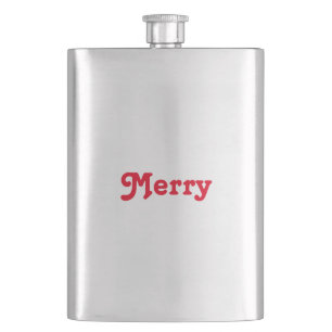 "Merry" Happy Holidays red Christmas pocket Flask