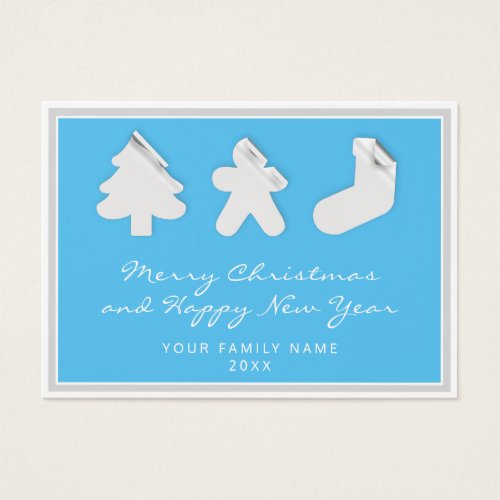 Merry Happy New Year Tree Gingerbread Socks Blue