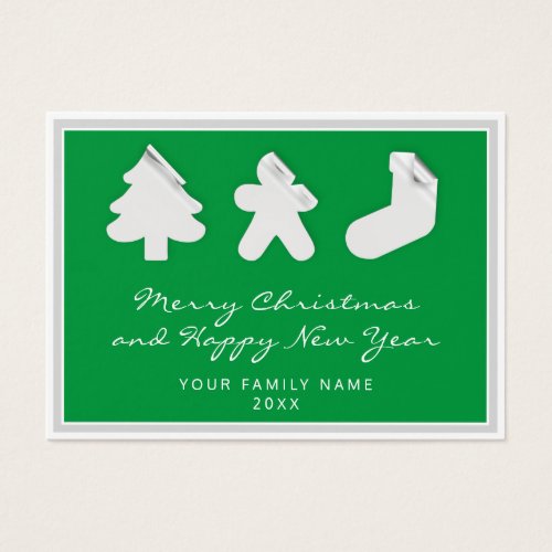 Merry Happy New Year Tree Gingerbread Socks Green