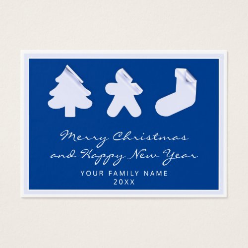 Merry Happy New Year Tree Gingerbread Socks Navy