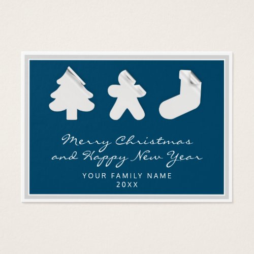 Merry Happy New Year Tree Gingerbread Socks Navy
