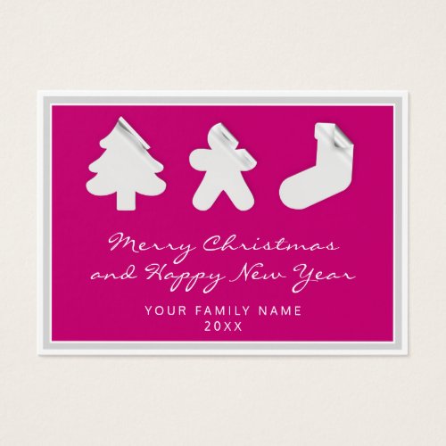 Merry Happy New Year Tree Gingerbread Socks Pink