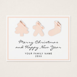Merry Happy New Year Tree Gingerbread Socks Rose