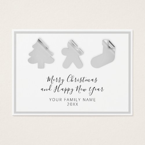 Merry Happy New Year Tree Gingerbread Socks Silver