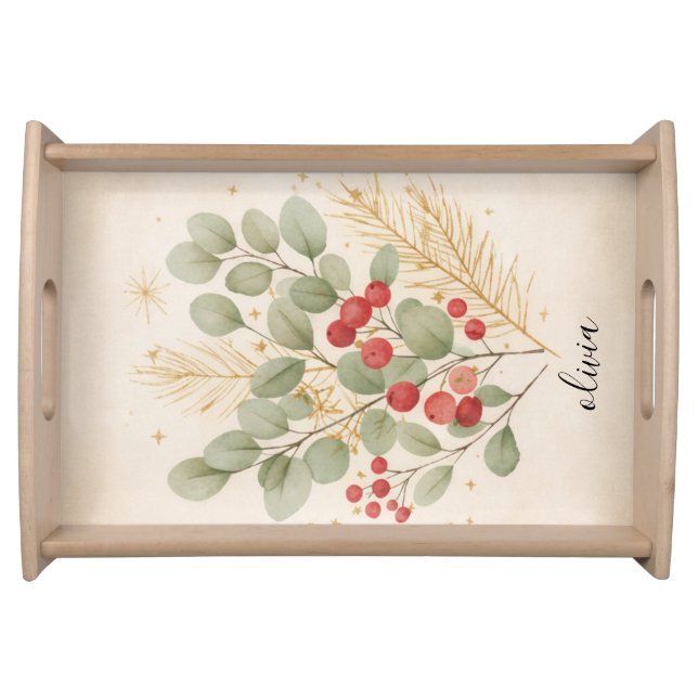 Merry Hearth Serving Tray – Cozy Winter & Rustic C (Front)