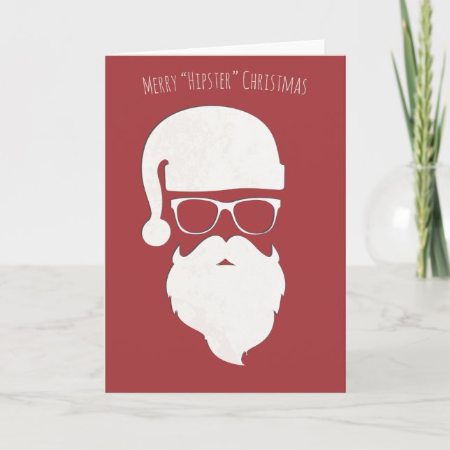 Merry Hipster Christmas Holiday Card (Front)