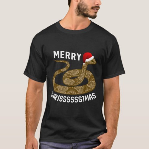 Merry Hissmas Christmas Santa Hat Copperhead Snake T_Shirt
