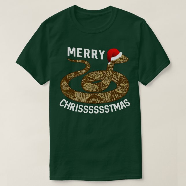 Merry Hissmas Christmas Santa Hat Copperhead Snake T-Shirt (Design Front)