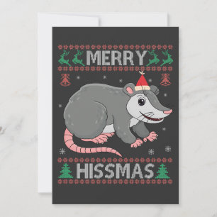 Merry Hissmas Funny Ugly Xmas Sweater Opossum Gift Announcement