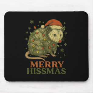 Merry Hissmas Ssum Santa Hat Xmas Light Men Women Mouse Pad