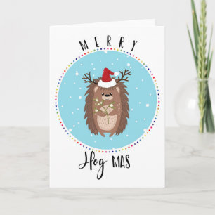 merry hog mas hedgehog funny joke christmas card