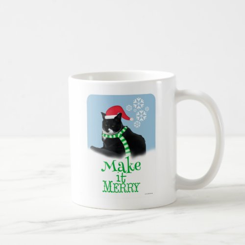 Merry Holiday Cat Coffee Mug