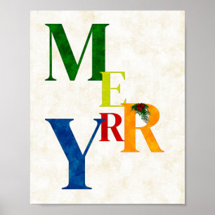 Merry Holiday Decor, Wall Art Christmas Poster