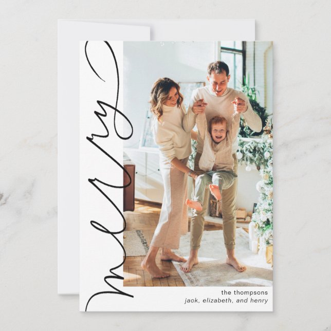 Merry Holiday Personalized Photo Card (Front)