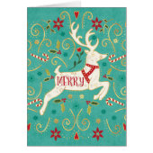 Merry Holiday Teal Reindeer (Front)