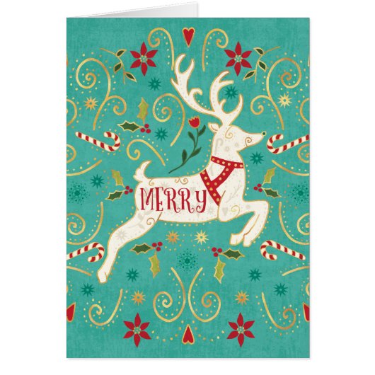 Merry Holiday Teal Reindeer (Front)