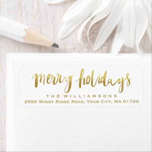 Merry Holidays Elegant Gold Script Custom White Label